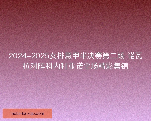 2024-2025女排意甲半决赛第二场 诺瓦拉对阵科内利亚诺全场精彩集锦