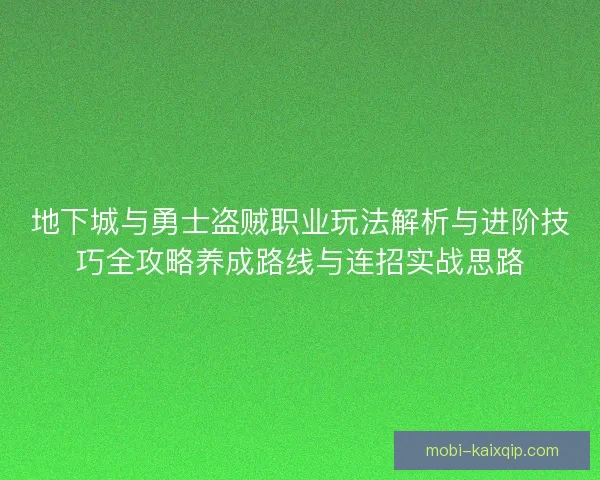 地下城与勇士盗贼职业玩法解析与进阶技巧全攻略养成路线与连招实战思路